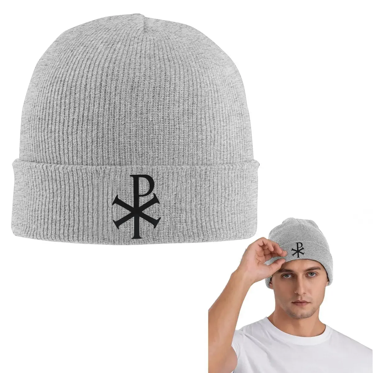 Sign Of Christ Chi Rho Christogram Warm Knitted Cap Hip Hop Bonnet Hat Autumn Winter Outdoor Beanies Hats For Unisex Adult