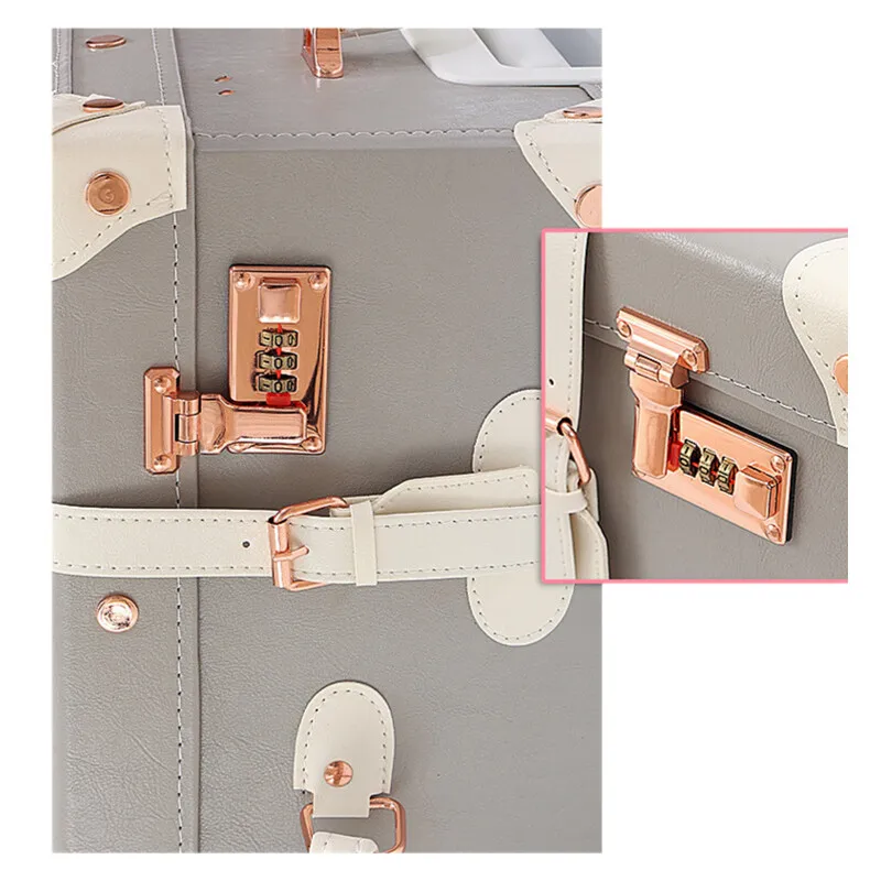 レザーローリング荷物セットスピナー女性ヴィンテージスタイルスーツケース旅行用