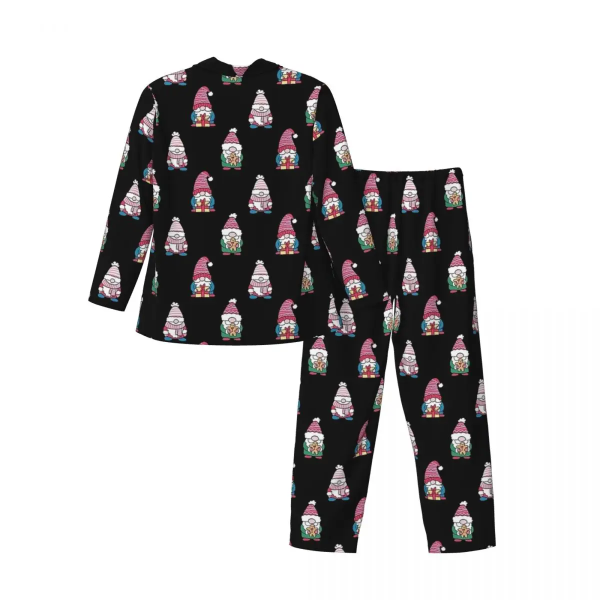 Cute Three Christmas Gnomes Friends Pajama Sets Autumn Romantic Sleep Sleepwear Men Two Piece Casual Oversize Custom Home Suit