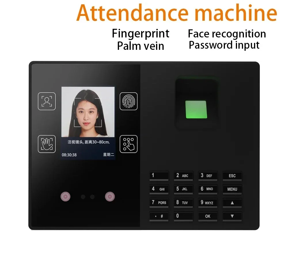 Attendance Machine Multi Functional T200 Administrative Check-in Facial Finger Print Palm Print Recognition Password Recognition