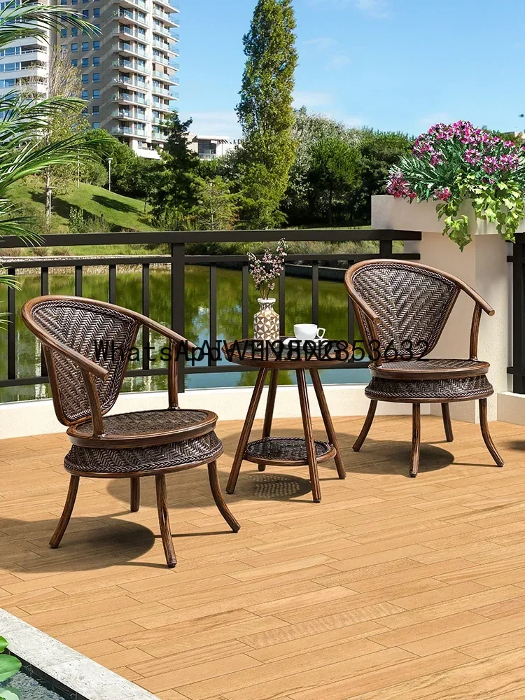 LYY  rattan chair three-piece balcony outdoor courtyard European-style one table and two chairs combination mini table and