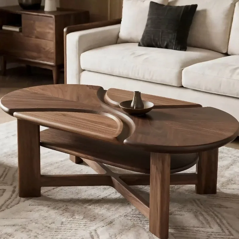 North American black walnut all-solid wood coffee table, living room light luxury modern model house villa