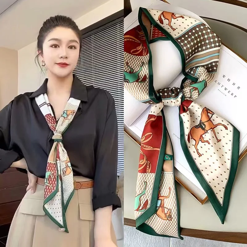 2024 Thin and Narrow Ribbon Scarf, Headband Decoration, Hair Rope Simulation Silk Scarf, Light Luxury Scarf, Clothing Accessorie
