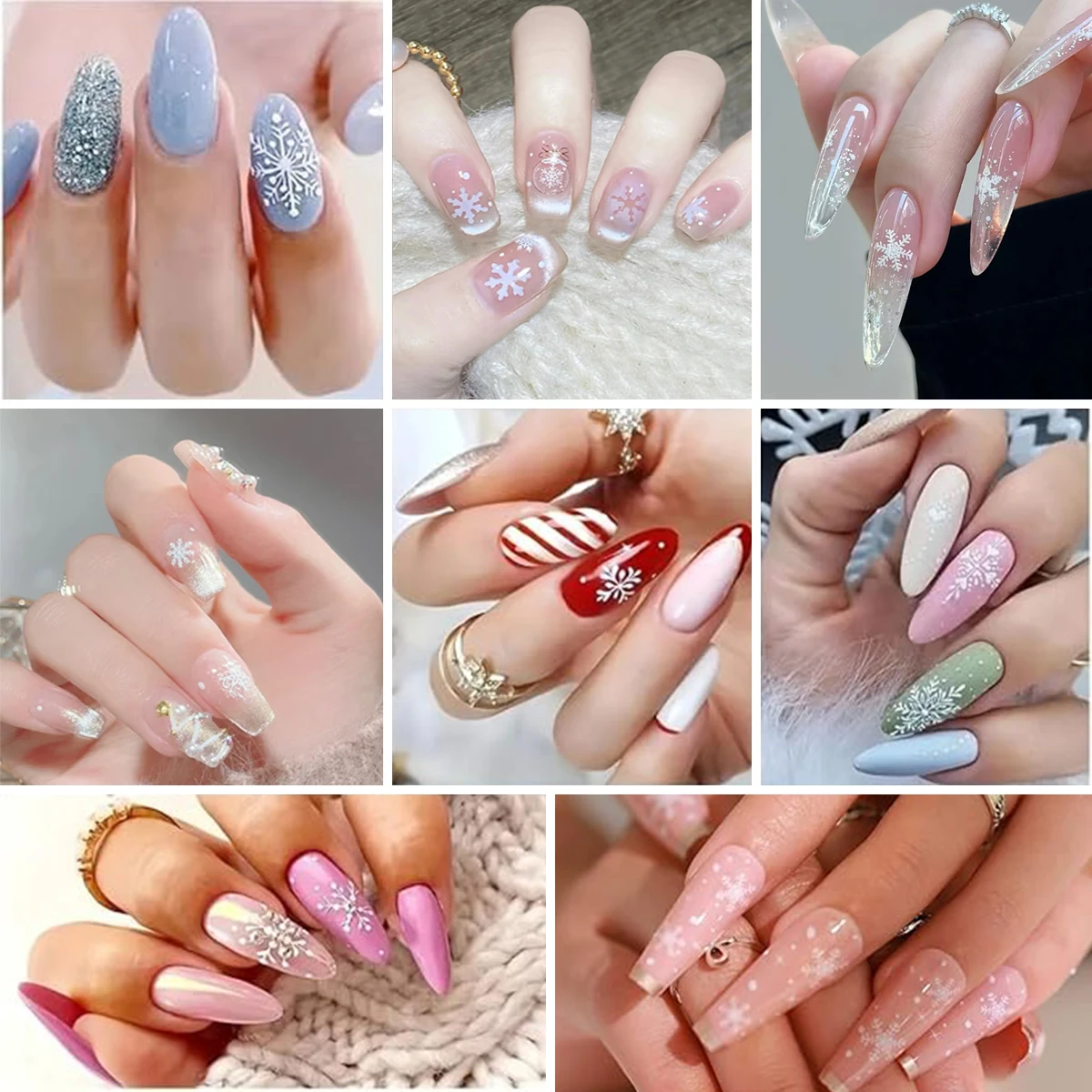 3/6 fogli adesivi per nail art con fiocco di neve 5D bianco Natale inverno decalcomanie per unghie in rilievo per donne decorazioni per manicure fai da te