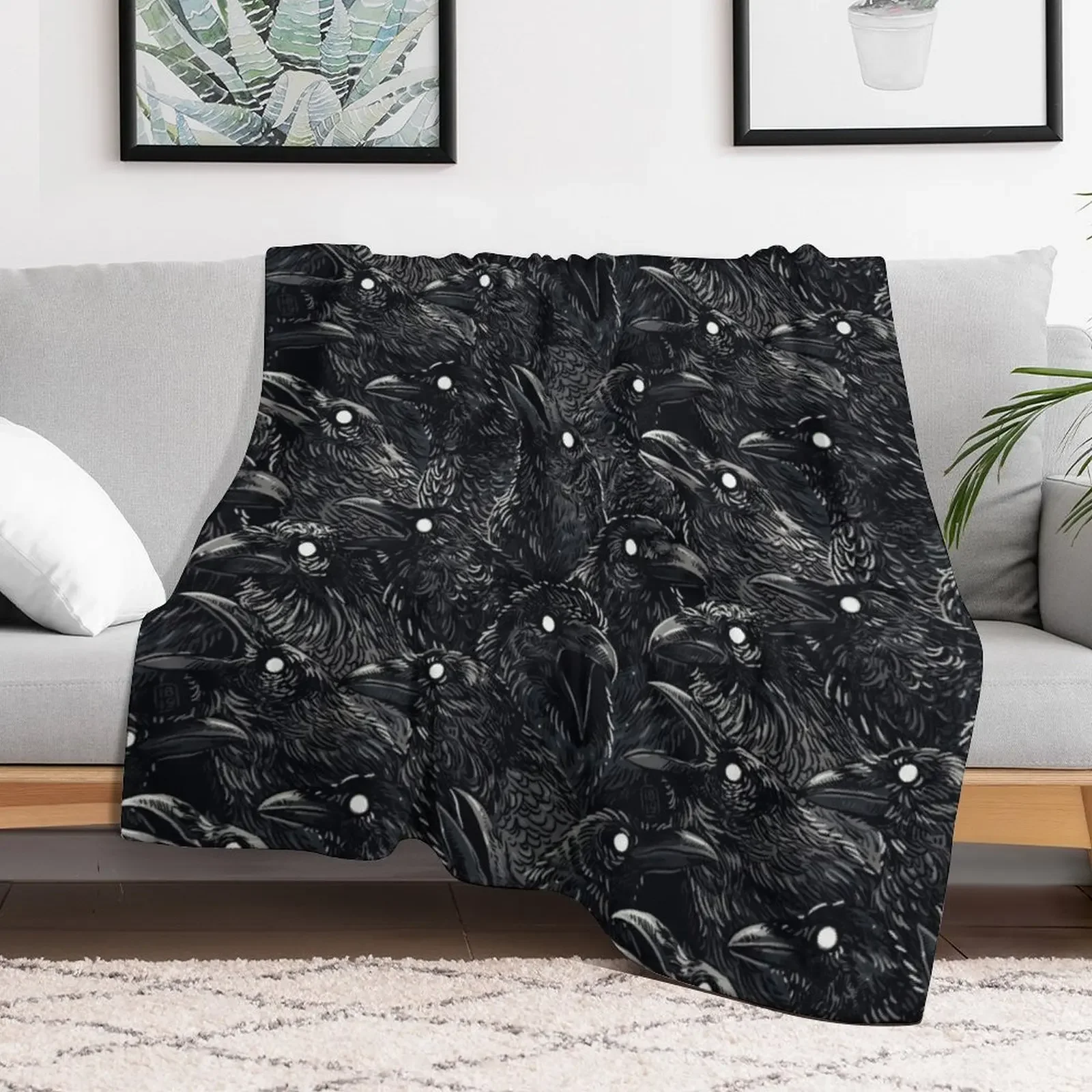 Raven pattern 2 Throw Blanket Fluffy Cozy Throw Blanket for Home Decor