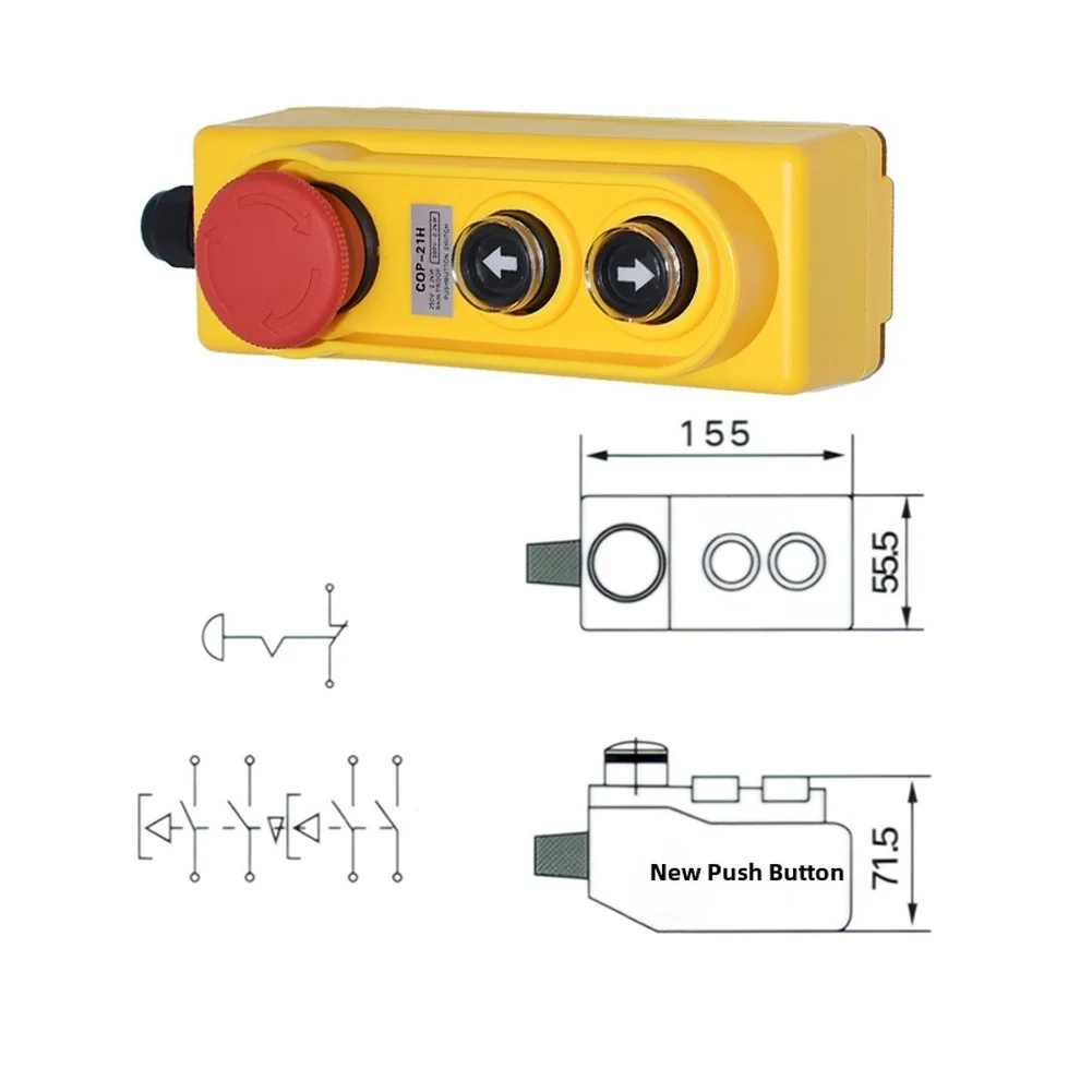 Waterproof Push Button Switch Box COP-21H With Safety Stop Yellow ABS Control Panel For Elevator Industrial Electrical Equipment