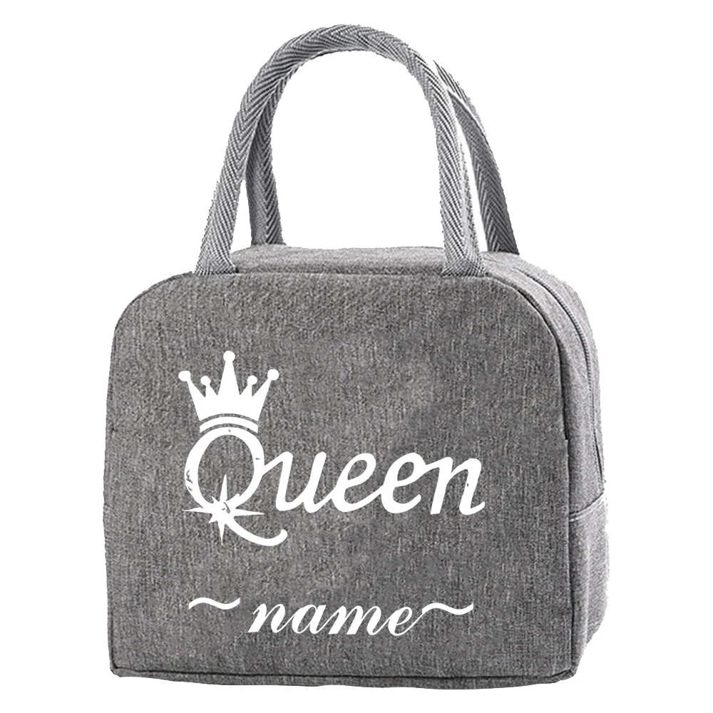 اسم مخصص حقيبة الغداء الرمادية بسيطة ودائمة نزهة الغذاء حقيبة يد عملية مكتب بينتو حقيبة منتج مخصص #6