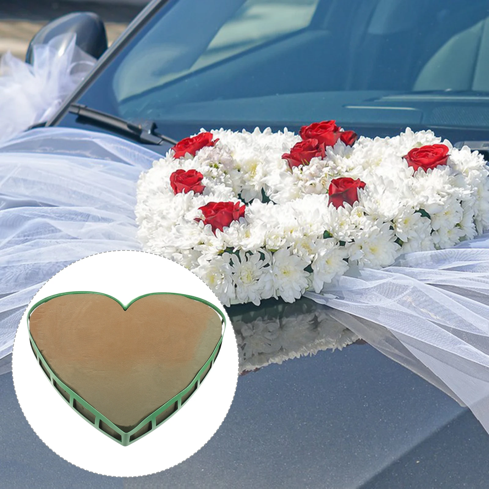 

1Pcs Car Head Flower Decoration Floral Mud Creative DIY Flower Mud Suction Cup Easy Install Leak Proof Party Wedding Birthday