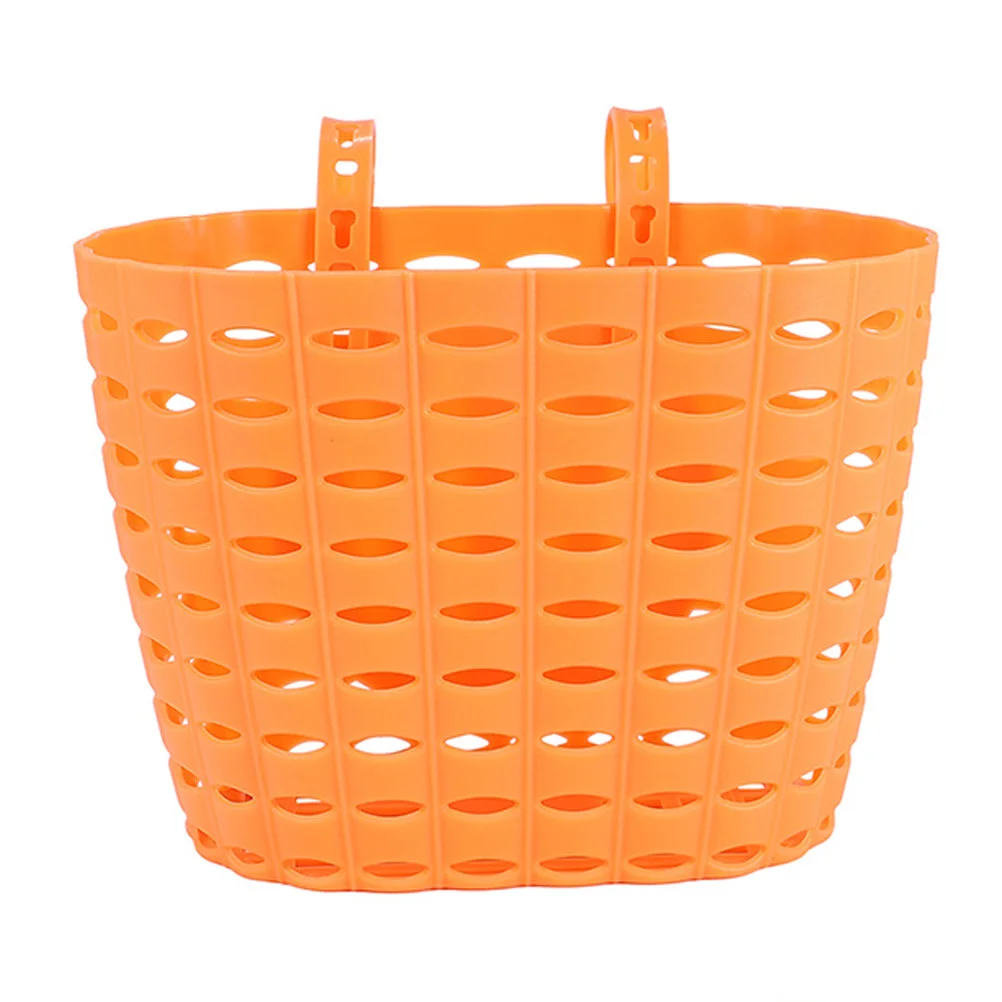 1 مجموعة 1 مجموعة من دراجة سلة النسيج البرتقال الجبهة البلاستيك سكوتر سلة التخزين للأطفال دراجة المقود الدراجات تركيبات