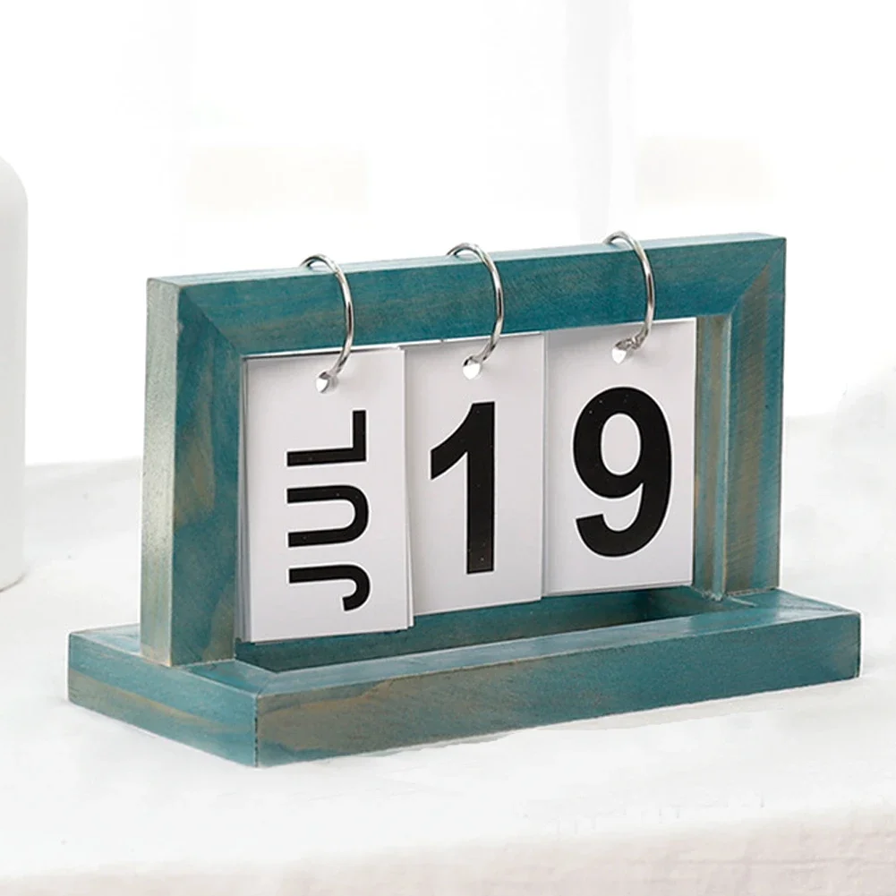 Офисный Деревянный винтажный домашний календарь, настольный декоративный деревенский орнамент «сделай сам» с откидной крышкой
