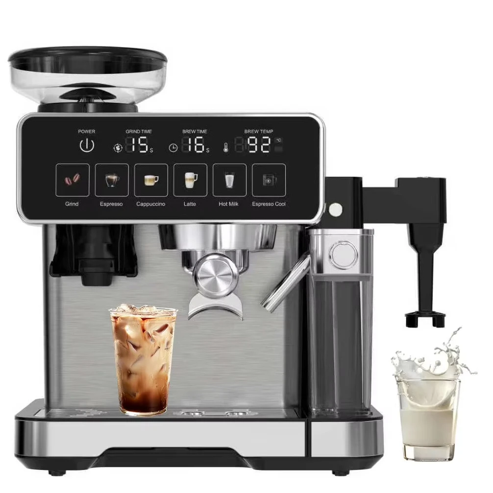20 Bar Beans to Cup Grinder Smart Cool Temperature Milk Coffee Maker Cold Brew Americano Cappuccino Latte Espresso Machine