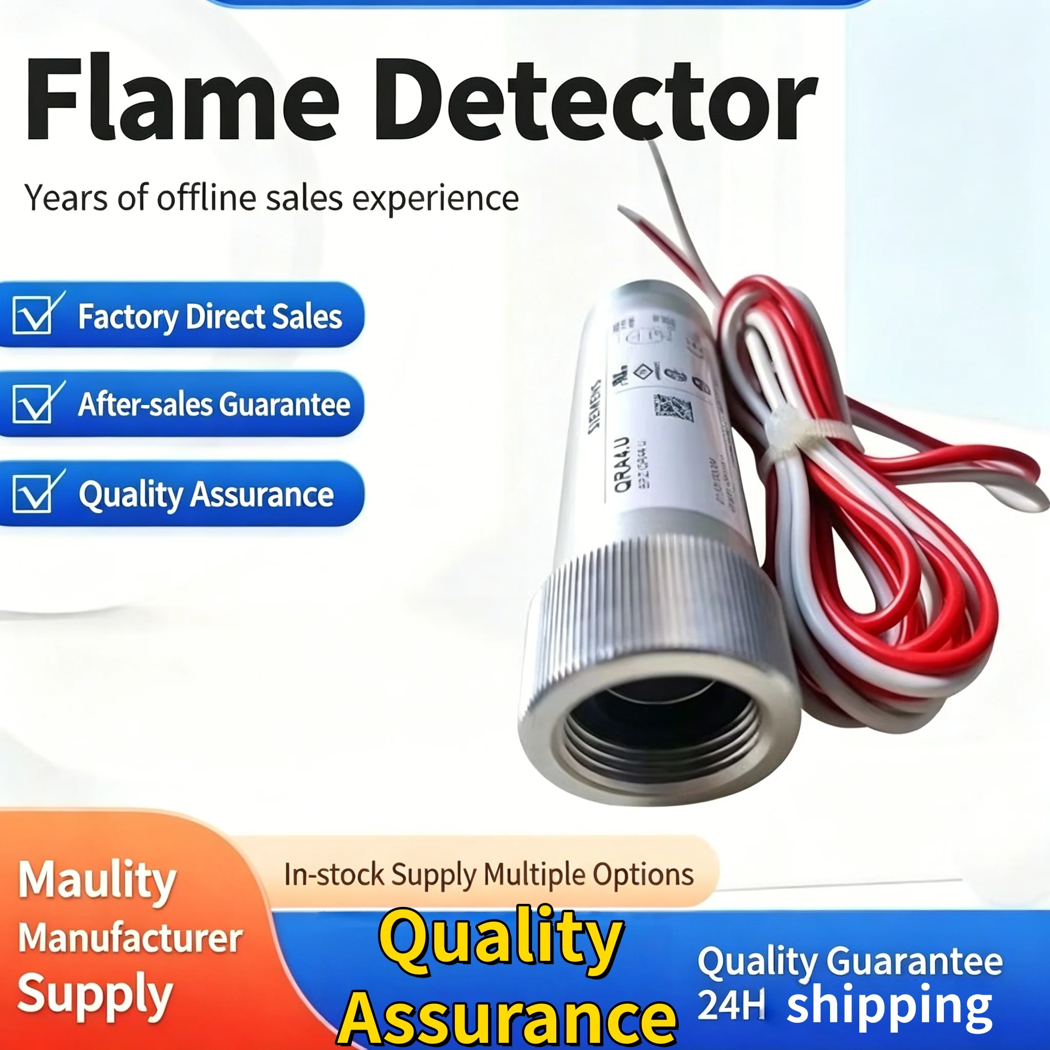 Heavy Duty QRA4.U Flame Detection Photocell Long Shell High Sensitivity For Industrial Heating Burner, 24h Fast Shipping