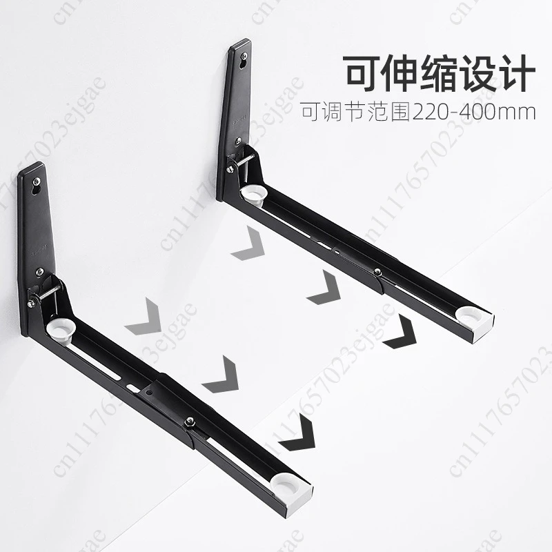 Kitchen Home Appliances Storage Organizer Shelf Microwave Oven Stainless Steel Wall Rack with Hook Retractable Oven Bracket