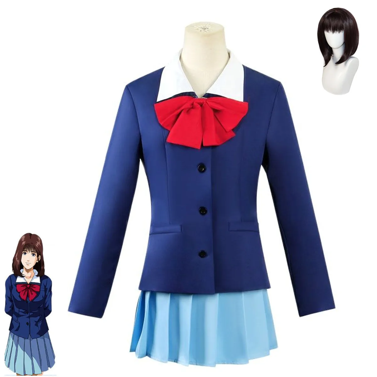 Anime Slam Dunk Haruko Akagi Cosplay Costume Wig JK School Uniform Adult  Woman  Sexy  Pleated Skirt Halloween Suit