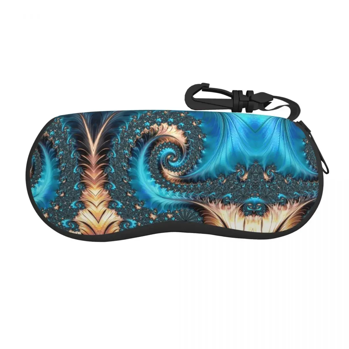 Turquoise Geometric Patterns Art Shell Eyeglasses Case Elegant Copper And Teal Fractal Eleven Glasses Case Sunglasses Box Pouch