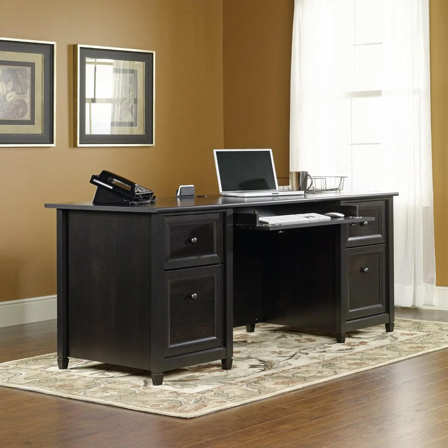 Edge Water Executive Desk, Estate Black finish