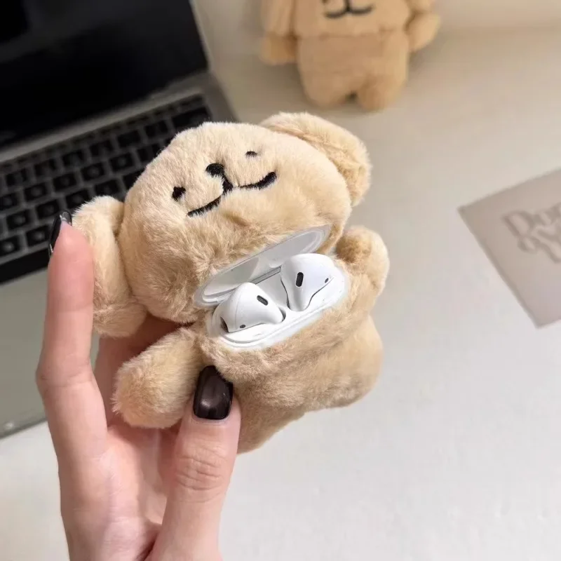 Cute Plush Line Puppy Anti Fall Wireless Bluetooth Earphone Case Suitable for Airpods1/2/3/4/pro Fashion Earphone Accessories