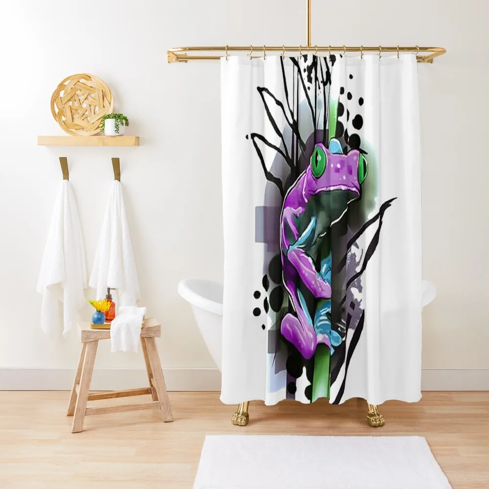 

Purple Tree Frog Shower Curtain Bathroom Decor For Shower Anti-Mold Waterproof Shower Anime Curtain