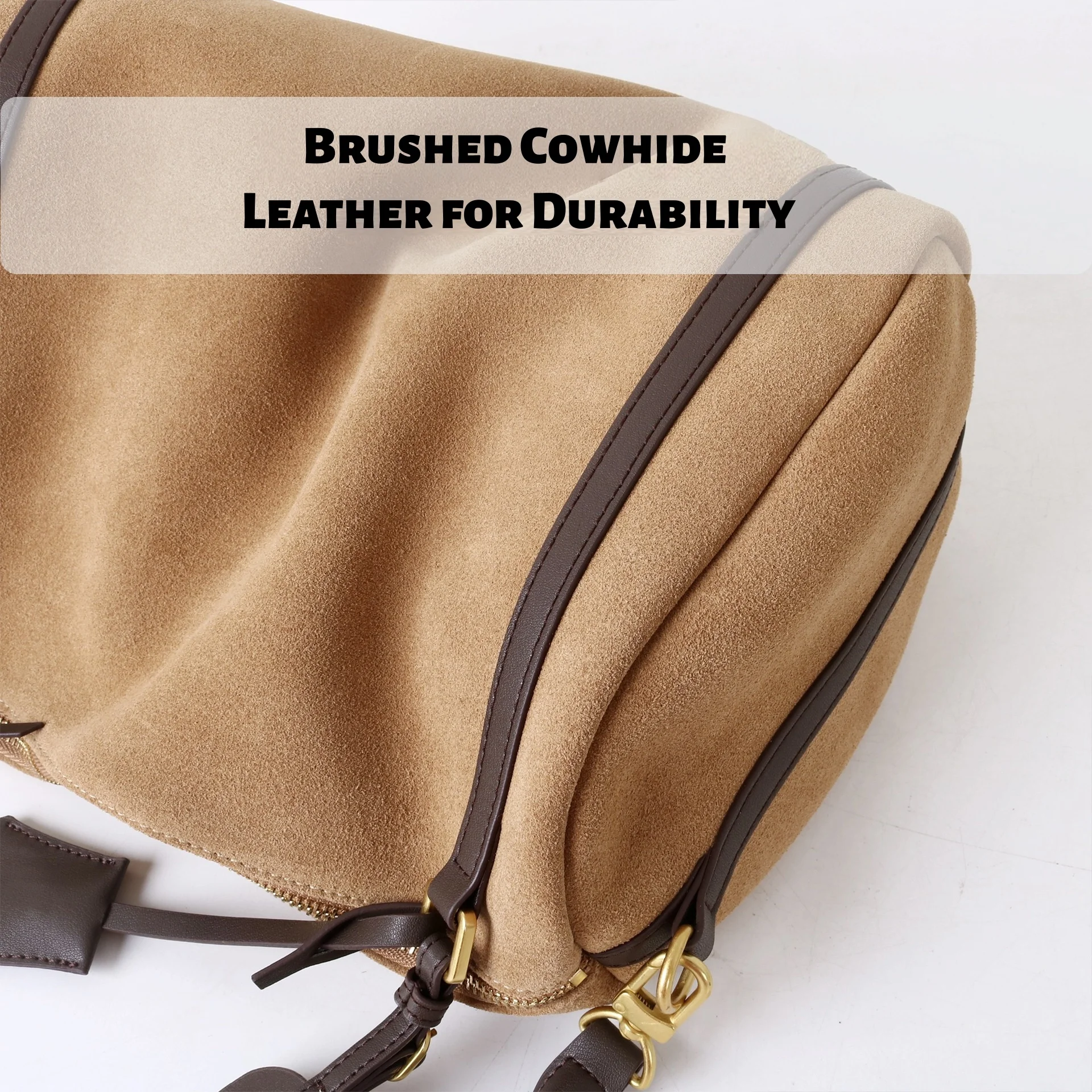 Brushed Leather Boston Bag for Women Large Capacity Shoulder Crossbody Commuter Bag Bowling Bag with Ample Storage