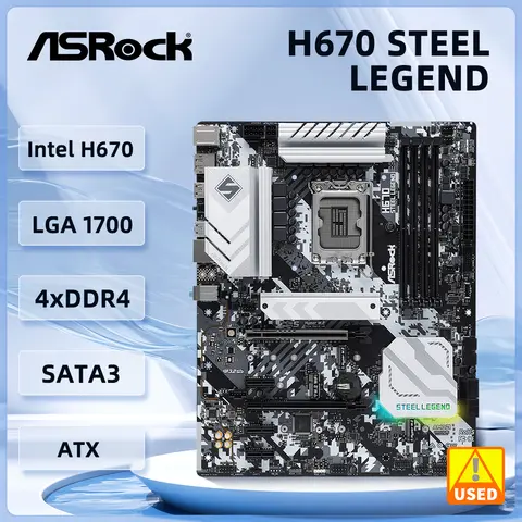 ASRock เมนบอร์ดตำนานเหล็ก H670 LGA1700 DDR4 H670 Intel, รองรับ ATX 128GB รองรับ i7-14790F 14600 13900 13100ซีพียู12400 12600K