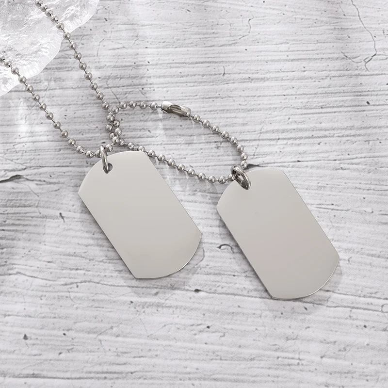 Stainless Steel Double Layer Dog Tag Necklace High Polished Titanium Steel Pendant for Men and Women Fashion Casual Jewelry