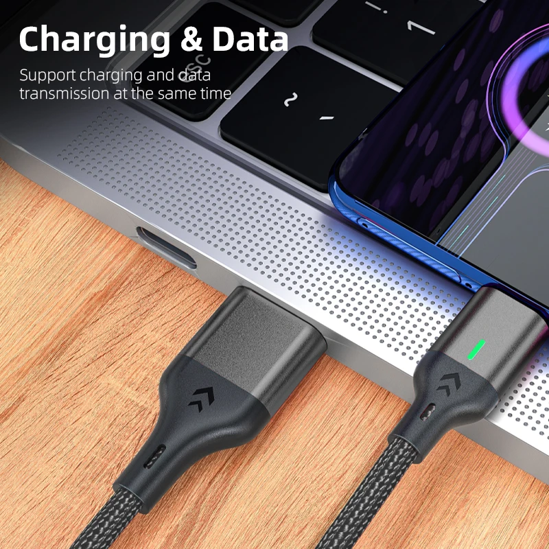 AUFU Magnetic USB Cable 3A Type C Fast Charging Cord Micro USB Magnet Quick Charger Wire For Macbook Xiaomi Samsung iPhone POCO