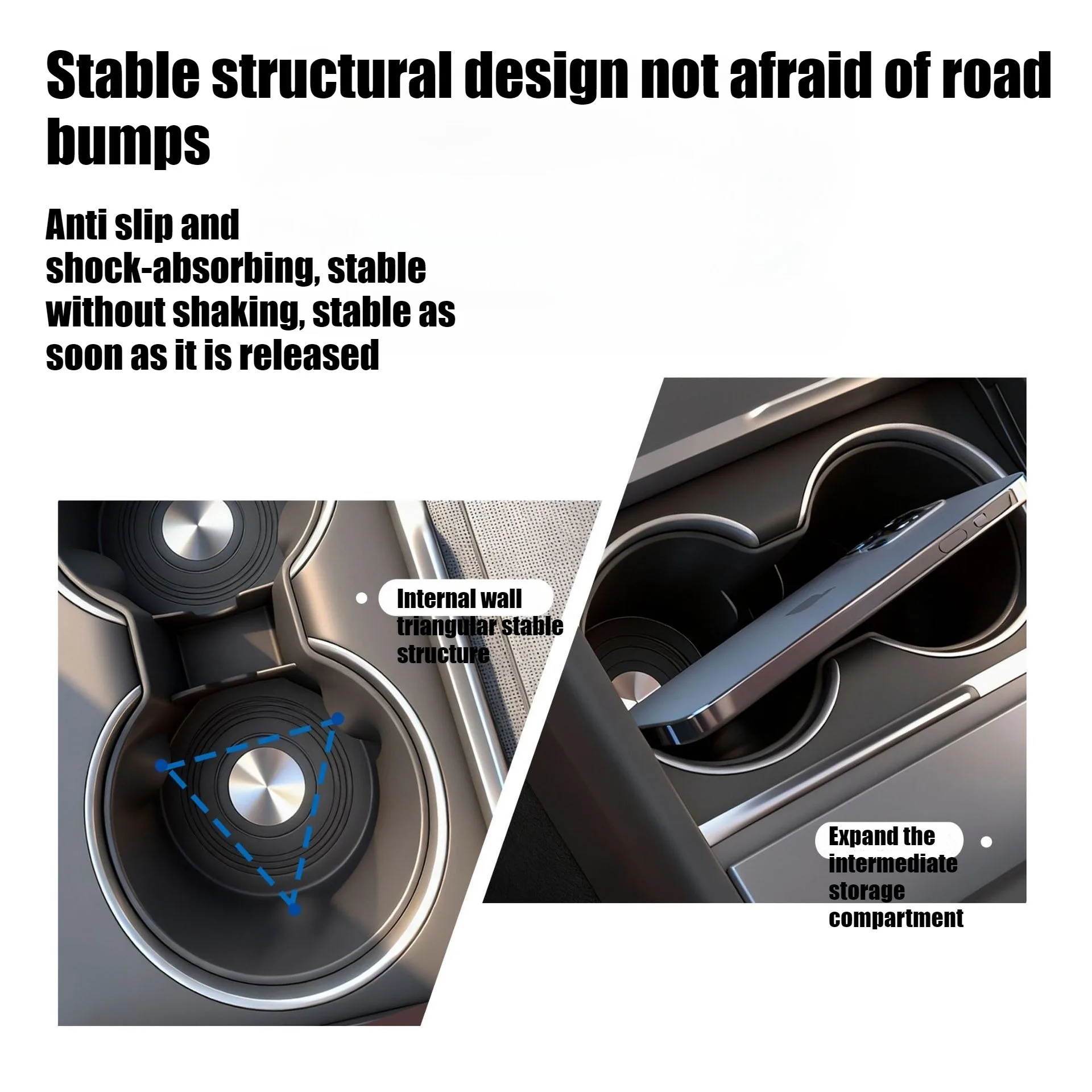 Center Console Cup Holder For Tesla Model 3 Y Juniper 2026 Highland CD Patterned Aluminum Plate Limiter Auto Interior Accessorie
