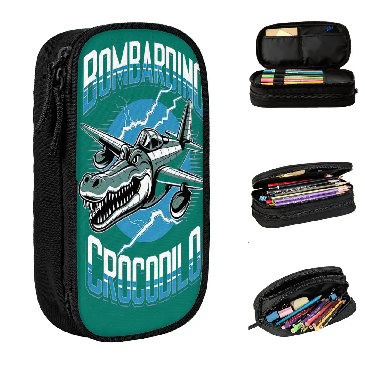 

Italian Brainrot Bombardino Crocodilo Pencil Case Large Capacity Pencil Bag Boy Girl Zipper Cool School Pencil Cases Stationery