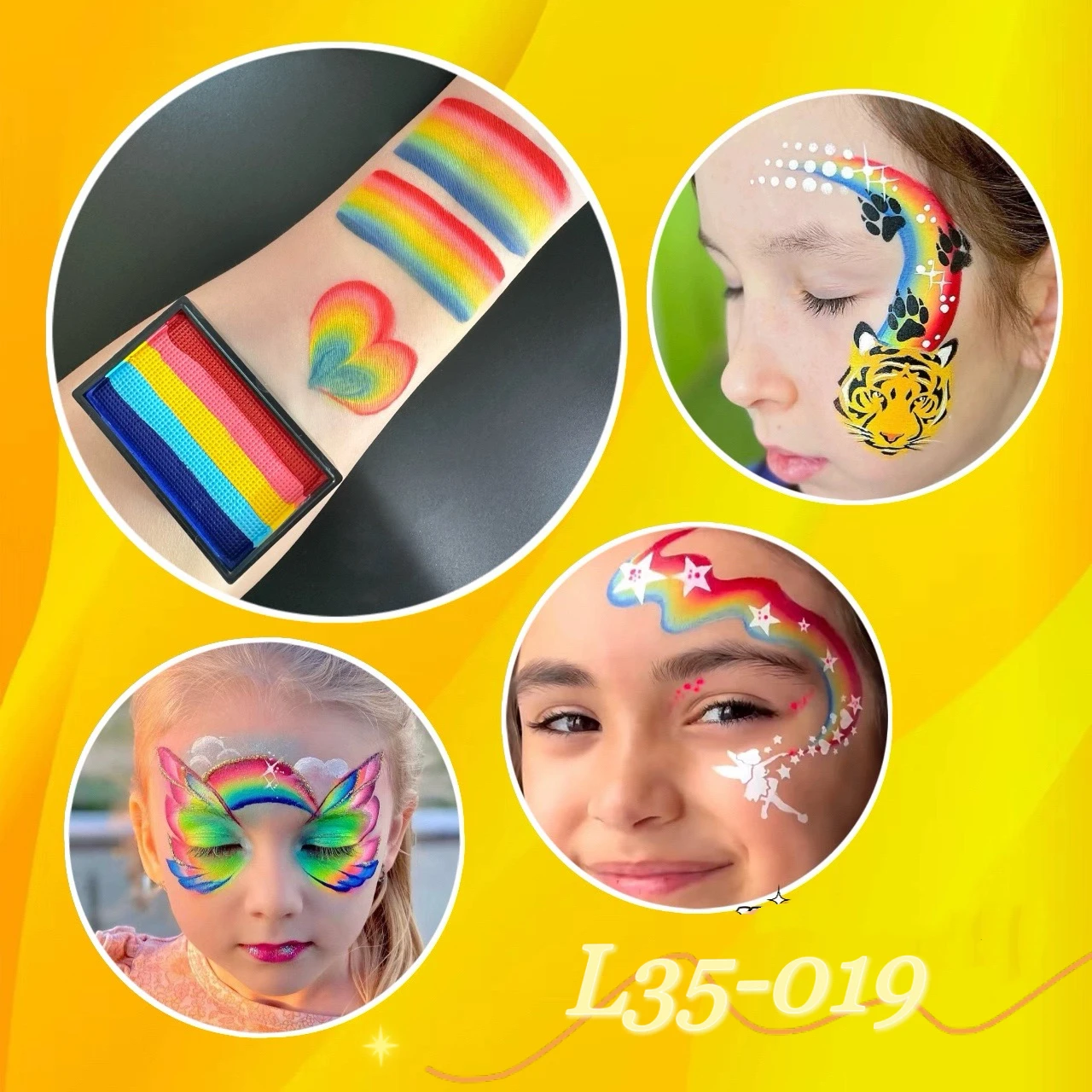 Neue Gesichtsbemalung, 35 g, individueller Regenbogen-Split-Kuchen, fluoreszierender Neon, wasseraktivierter Eyeliner, hohe Pigmentierung, Körperkunst-Malerei