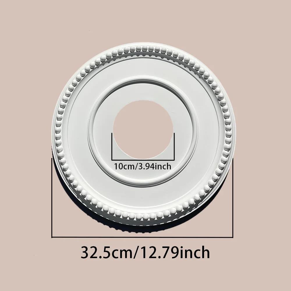 European Classic Polyurethane Imitation Gypsum Ceiling Lamp Plate Round Shape Elegant Carved Moldings Durable Art Light Tray