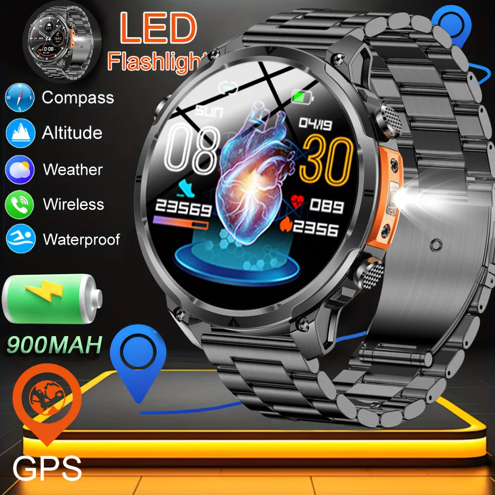 

2025 New Men GPS Smartwatch 1.7" HD Screen Bluetooth Call IP68 Waterproof 100 Sport Modes Smart Watch with 720mAh Large Battery