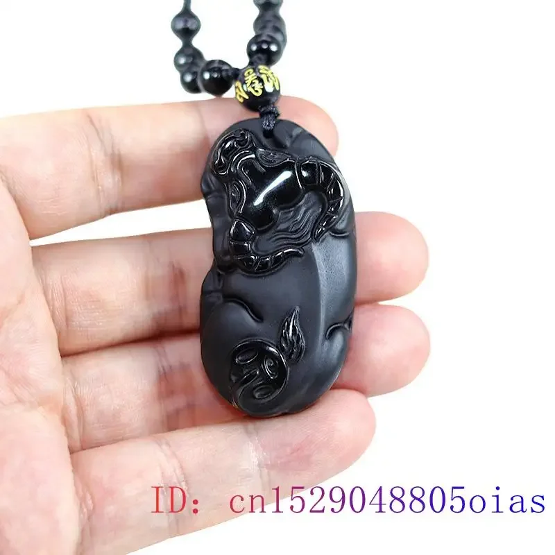 Obsidian Buffalo Pendant Carved Necklaces Necklace Gemstones Jewelry Charms Gifts for Women Stone Gemstone Natural Black