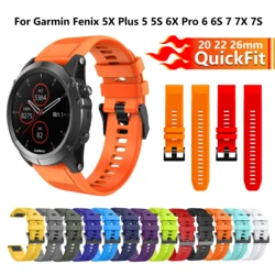 Pulseira de silicone QuickFit para Garmin Fenix, pulseira de relógio inteligente, pulseira, 26mm, 20mm, 22mm, Fenix 5, 5X, 5S Plus, 6, 6S, 6X Pro, fenix 7, 7X, 7S, 935, 945