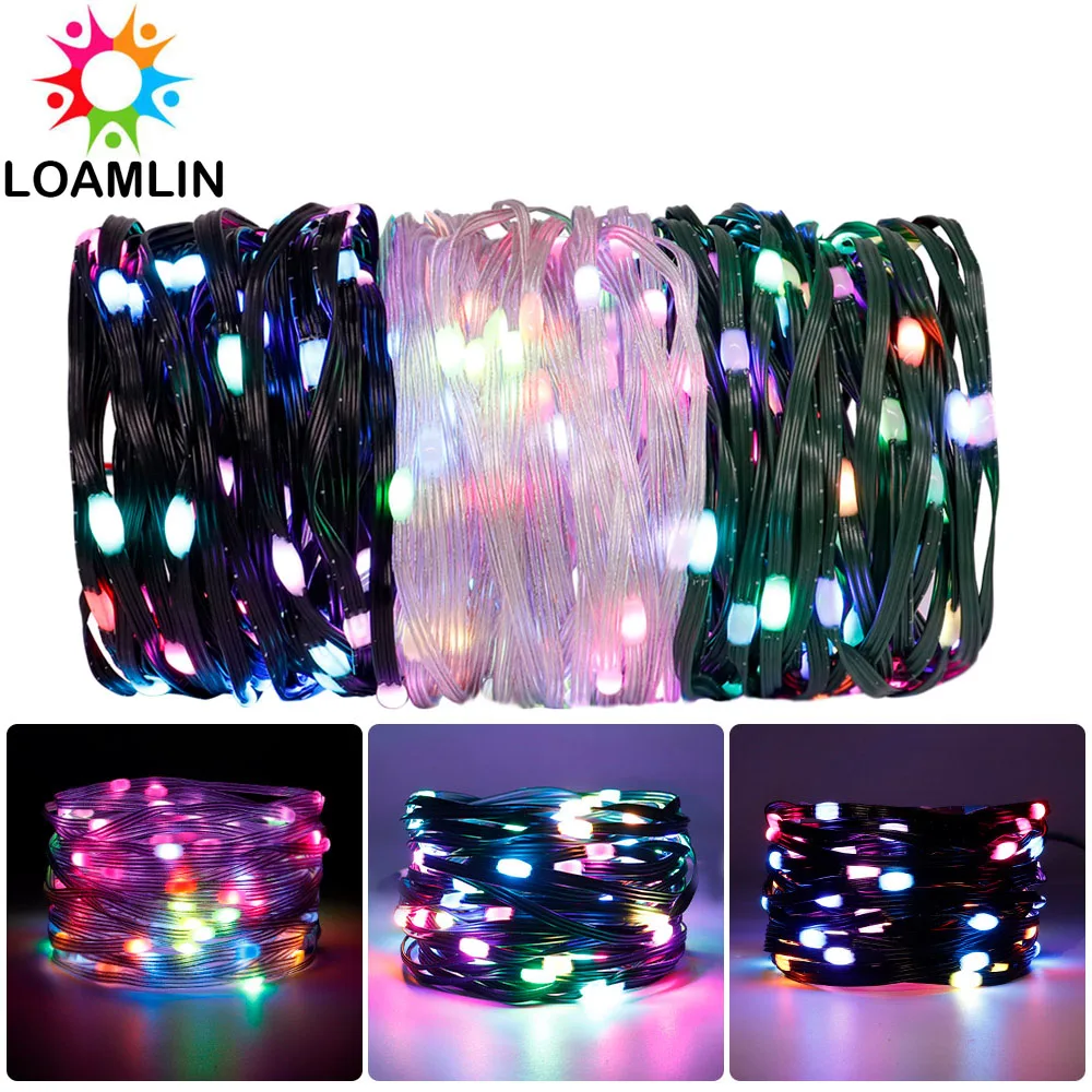 WS2812B RGBIC Led String Addressable Individually WS2812 Smart Transparent/Green/Black PVC Wire Strip Light Decor Waterproof 5V