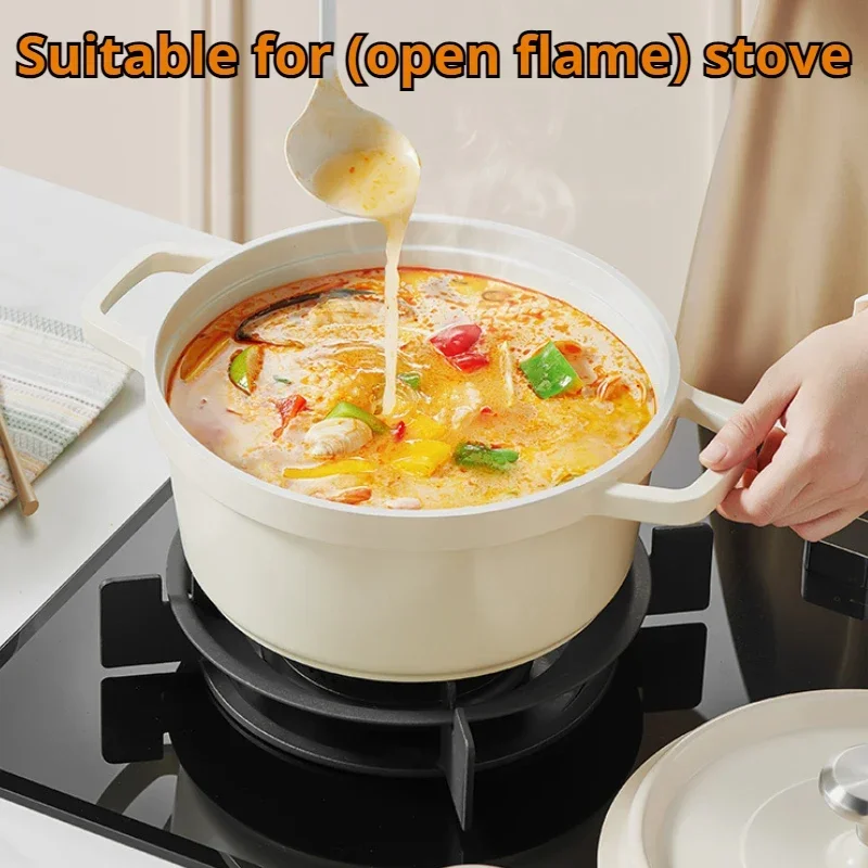 Cauldron Cast Pot with Lid Enameled Dutch Oven Pan Non Stick Hotpot Cookware Enamel Coating for Bread Baking Kitchen Accessories