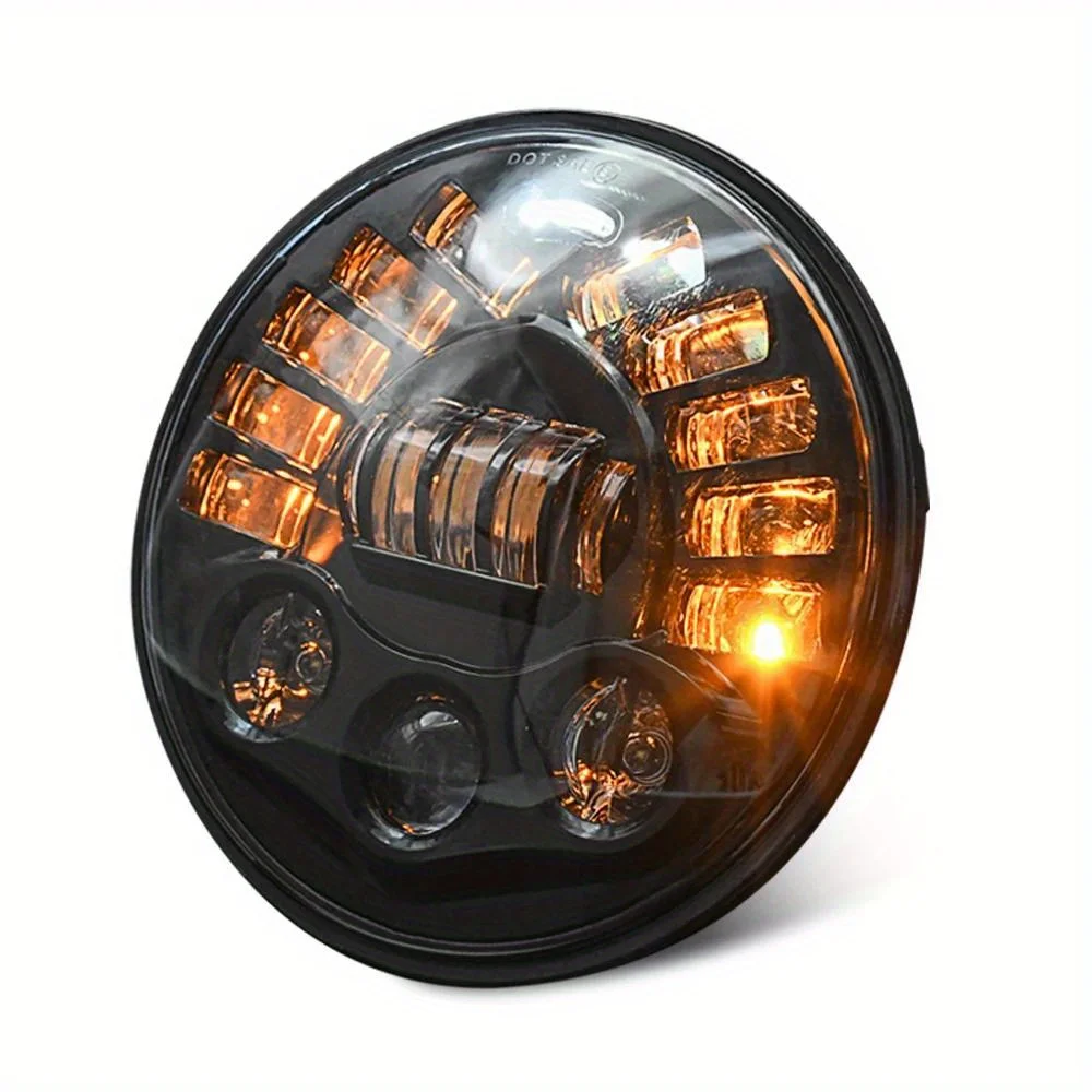 1pcs 17.78 cm 300W Round Led Headlight White Hi/Low Beam DRL & Amber Turn Signal For Wrangler Cj Tj Motorcycle Off Road Vehicle