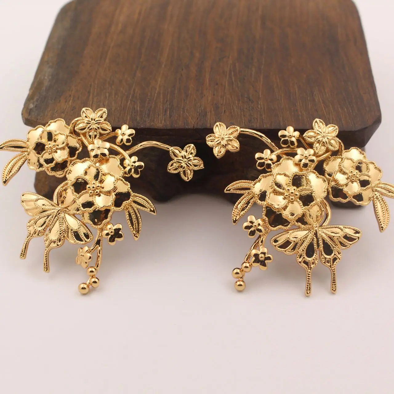 

3 пары 52x45 мм латунная литая ветка цветок бабочка кулон штамповка украшения качество DIY свадебные украшения аксессуары