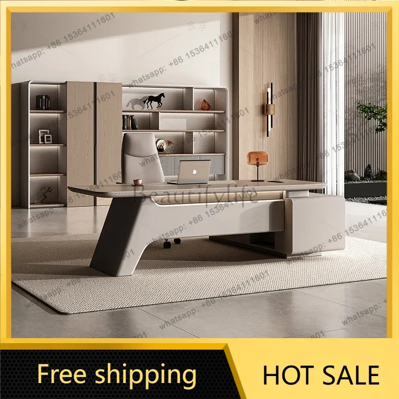 LJY Designer European Boss Table Light Luxury Modern Reading Unique Unusual Desks High Quality Executive Cabinets Muebles Furnit