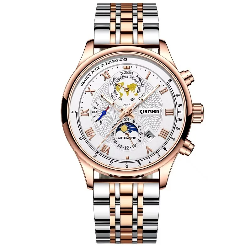 Luxury Original Waterproof Men'S Uhr Wrist Watches Moon Phase Watch For Men Automatic Mechanical Dress High Quality Tourbillon