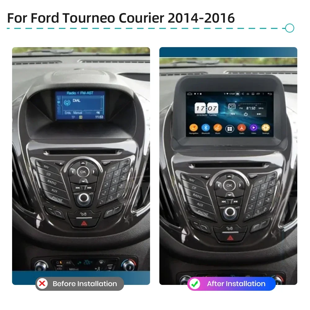 8G 256G Android 13.0 CarPay Car Multimedia Player GPS Navigation 4G WiFi Bluetooth Car Radio For Ford Tourneo Courier 2014-2016