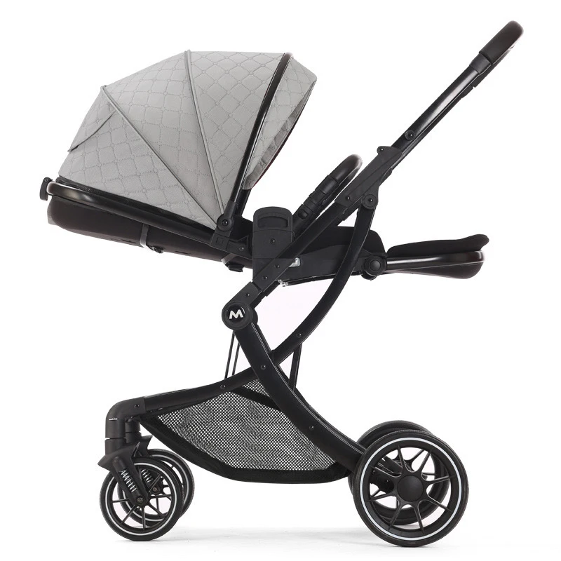 

Lightweight 2-Seat Foldable Linen Baby Stroller 4-in-1 Plastic Newborns Toddlers 3 Years High Landscape Portable Cart EVA Alloy