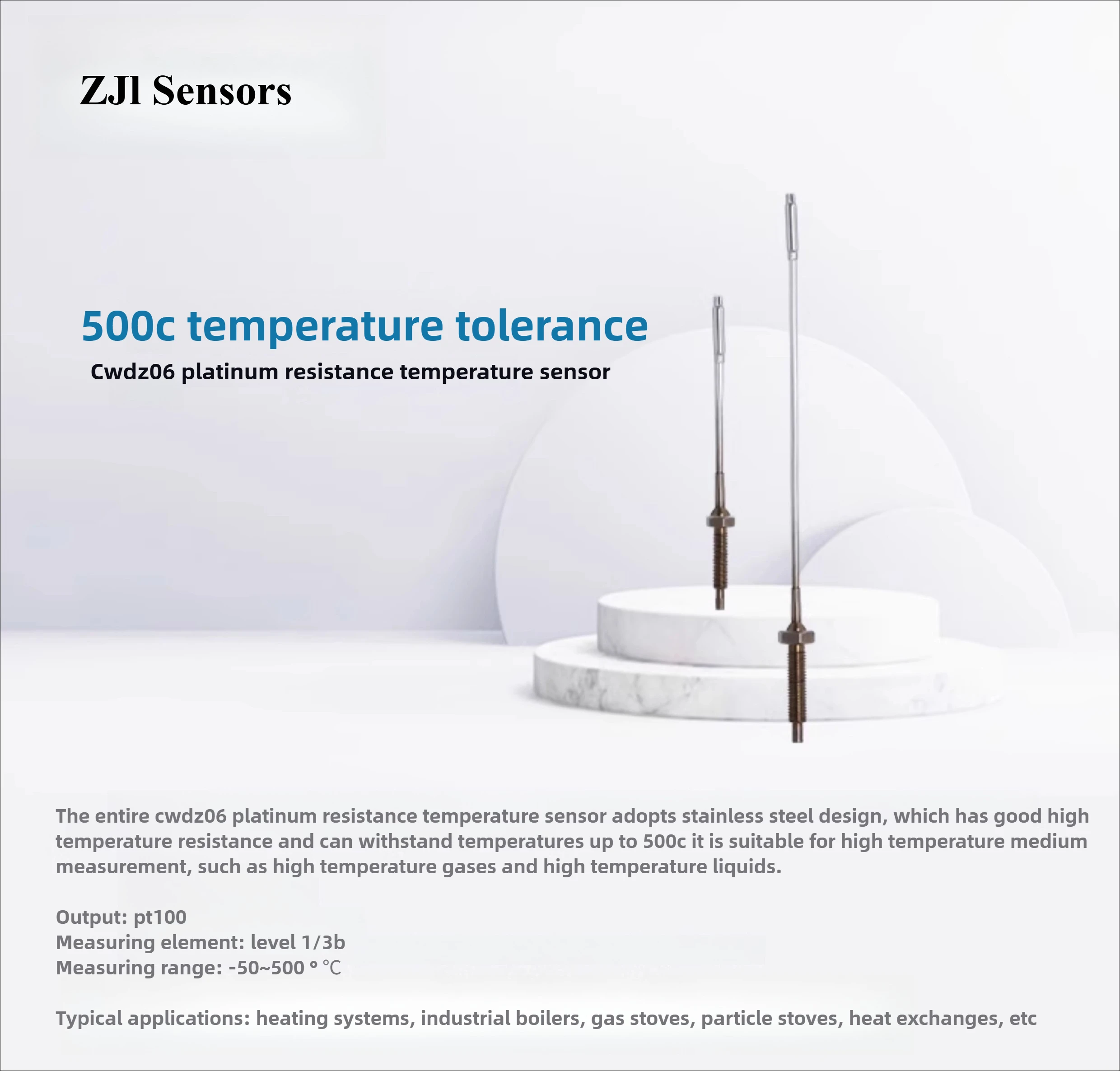 CWDZ06 Sensor Suhu Tinggi Pipa Gas Cair Presisi Tinggi PT100 Sensor Suhu Termistor Platinum