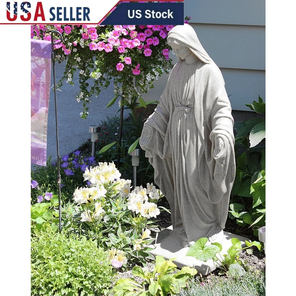 

Virgin Mary Garden Statue 34 Inch Durable Lightweight Resin Natural Granite Appearance Outdoor Decor Home Garden Patio