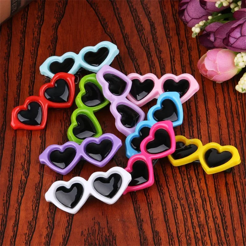 1PCS Pet Lovely Heart Sunglasses Hairpins Pet Dog Bows Hair Clips for Puppy Dogs Cat Yorkie Teddy Pet Hair Decor Pet Supplies