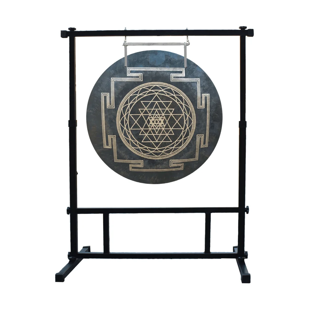 

Sound Healing Gong Set-Sri Yantra Black Wind Gong 50/60/70/80/90cm Deep Sound with Long Sustain Bronze Gong for Meditation