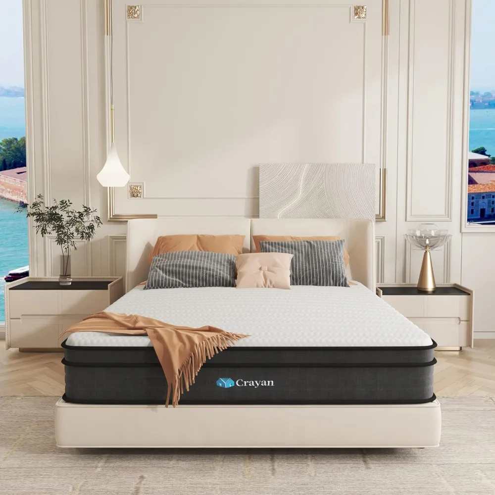 

12 Inch Memory Foam Mattress Full Size, Hybrid Mattress in a Box with Pocket Spring for Motion Isolation, Quiet Sleep