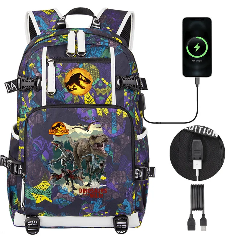 Fashion Jurassic World Dominion High quality Kids Backpack NEW Boy Girl school bag water proof Bag Large Capacity USB Laptop Bag