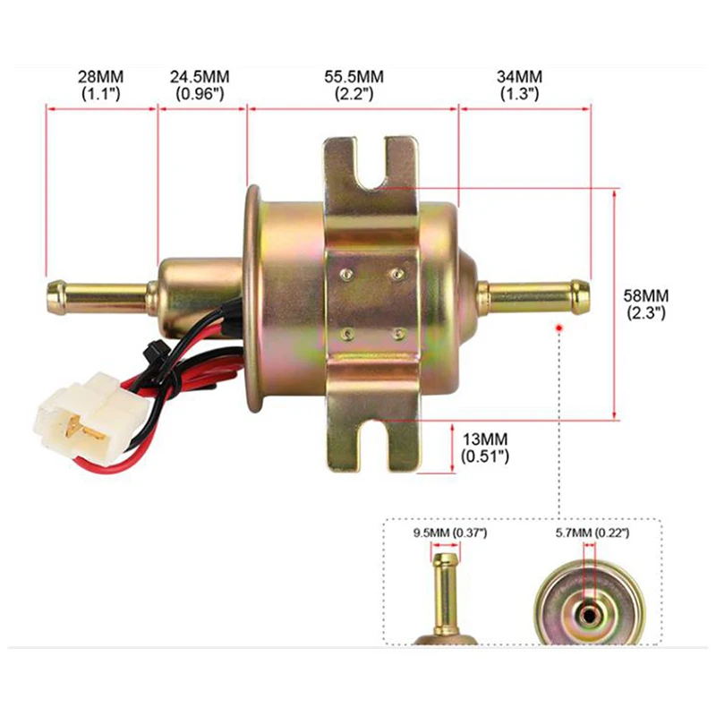 Electrical Fuel Pump 12V Low Pressure Bolt Fixing Wire Diesel Petrol HEP-02A for Car Carburetor Electric Motorcycle ATV New