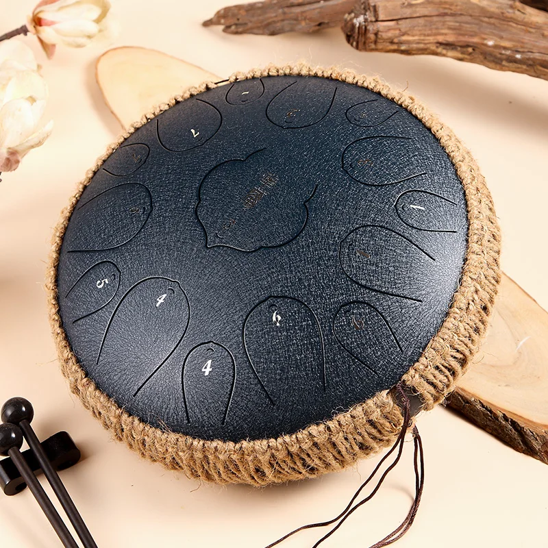 Steel Tongue Drum 13 Inch 15 Tones D Key Tank Drum Tamborine Yoga Meditation Percuss Music Instrument Children's Day Gifts