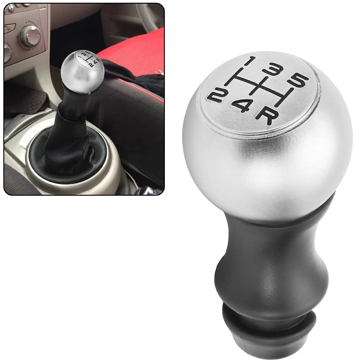 

5 Speed Silver Gear Shift Knob Lever Alloy Shifter Gearstick For Peugeot 106 1007 206 107 306 307 308 2008 301 3008 Car Styling